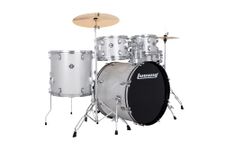 Ludwig Accent Drive Drum Kit for Beginner to Intermediate Drummers, 5-Piece Set includes 22" Bass Drum, Hi-Hats, Crash/Ride Cymbal and Throne - Silver Sparkle (LC19515DIR)