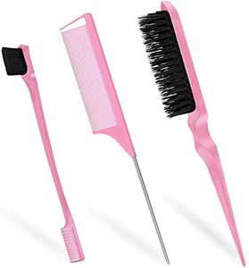 Qufiiry Brosse à Taquiner, 3 Pièces Peigne a Queue, Peigne à Double Tranchant, Peigne Brosse Set,Brosse Plaquante, pour Salon Coiffure, Femmes, Hommes, Enfants