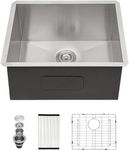 Mocoloo 21 Undermount Laundry Sink 21x18x12 Inch Utility Sink for Laundry Room 16 Gauge Stainless Steel Single Bowl Laundry Room Utility sink 12 Inch Deep Handmade Sinks