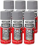 Rust-Oleum 260510-6PK Automotive 2-in-1 Filler & Sandable Primer Spray, Gray, 12 oz (Pack of 6)