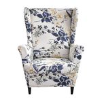 CRFATOP 2 Piece Wingback Chair Cover Printed Wing Chair Slipcovers Stretch Wingback Armchair Covers Furniture Protector with Elastic Bottom for Living Room Bedroom Wingback Chair,04