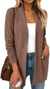 LILLUSORY Cardigan Sweaters for Women Lightweight Open Front Cardigans Casual Loose 2025 Fall Sweater with Pockets Chocolate 2XL