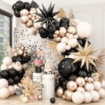 Sand White Black Gold Balloon Arch Kit,Balloon Garland with Star Foil Balloons Metallic Champagne Gold Balloons for Birthday Baby Showers Boho Wedding Party Decorations