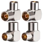 TUOLNK TV Aerial Male to Female 90 Degree TV Aerial Coaxial Connector TV PAL Female to Male Right Angle Aerial Adapter for Aerial Cable Satellite Cable 4Pcs