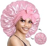 BONNET QUEEN Large Silk Bonnet for Sleeping Satin Bonnet Big Hair Bonnet Jumbo Braid Bonnet Double Layer Tie Bonnets Night Hair Wrap for Women Curly Hair Pink