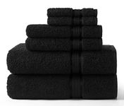 COTTON CRAFT Ultra Soft 6 Piece Towel Set - 2 Oversized Large Bath Towels,2 Hand Towels,2 Washcloths - Absorbent Quick Dry Everyday Luxury Hotel Bathroom Spa Gym Shower Pool Travel -100% Cotton- Black