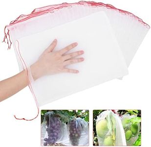 Kikhope 50 Pcs Fruit Protection Bags, 14"x10" Fruit Netting Bags, Garden Netting Bags with Drawstring, Fruit Tree Bags, Netting Barrier Bags for Protecting Fruits and Vegetables