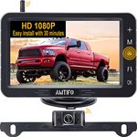 AMTIFO Wireless Backup Camera Touch Key - 5 Inch Split Screen Monitor Truck Rear View Camera Waterproof Clear Night Vision Car Rever Camera System DIY Guide Lines W3