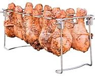 Stainless Chicken Leg Rack for Grill - 12 Slots Drumstick Holder for Smoker and Oven, Chicken Thighs, Wings Roaster Stand. Smkoer Accessories for Weber, KJ, BGE Grills. Easy to Use, Dishwasher Safe