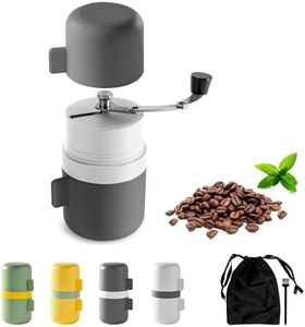 Manual Coffee Grinder Portable, Manual Coffee Bean Grinder with Conical Ceramic Burr, Foldable Rocker, Adjustable Coarseness, Burr Hand Coffee Grinder for Outdoor Traveling Camping (Grey)