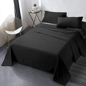 Secura Queen Bed Sheet Set, 4pcs Bedding Sheets & Pillowcases, Soft Microfiber 1800 Thread Count 16" Deep Pocket Luxury Bed Sheets - Hypoallergenic, Wrinkle & Fade Resistant (Black)