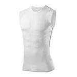 PowerLayer Men's Sleeveless Compression Base Layer Vest Training Sports Workout Top - White, XL