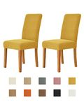 DASORY Dining Chair Cover, Soft Stretch Jacquard Chair Seat Slipcover for Dining Room, Kitchen, Washable Removable Parson Chair Protector for Home Decor, Banquet, Ceremony,Set of 2,Mustard