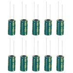 PATIKIL 10V 3300uF Electrolytic Capacitors, 10Pcs 10x20mm Aluminum High Frequency Electrolytic Capacitors for TV, LCD Monitor, Refrigerator, Circuit Boards, Green