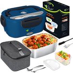 Electric Lunch Box VOVOIR Upgraded 60W 12V/24V/110V 3-in-1 Heated Lunch Box,Portable Food Warmer Lunch Box for Car/Truck & Home Leak-Proof Removable Container,Fork,Spoon & Insulated Lunch Bag