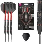 TARGET Darts Scope Steel Tip Swiss Point Darts, 90% Tungsten Dart Set, Barrel 02-24G | Steel Tip Dart Sets, Red & Black Darts, Professional Dart Set with Swiss Points & Tool