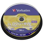 Verbatim DVD+RW, 4.7 GB, 4x Matt Silver, Spindle 10 Pack