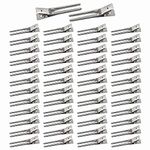 50pcs Hairdressing Double Prong Curl Clips, Beayuer 1.8inch Curl Setting Section Hair Clips Metal Alligator Clips Hairpins for Hair Bow Great Pin Curl Clip Styling Clips for Hair Salon Barber (50 Pcs)