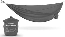 KAMMOK: Roo Double Hammock | Made from Strong & 100% Recycled Water Resistant Ripstop Fabric | Comfortable, Packable, Lightweight (Lifetime Adventure Grade Warranty), Granite Gray