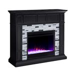 Southern Enterprises Drovling Fireplace, Black/White/Gray