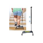 Stair Climbing Cane Lifts Assist Cane for Seniors Elderly Half Step Stairway Aid Walking Sticks Adjustable Mobility Helper Balance Devices 4 Prong Quad Widen Anti-Slip Base Seat Walker