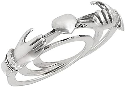 Hands Holding Heart Promise Ring Set New .925 Sterling Silver Band Size 8