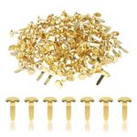 150pcs Brads Paper Fasteners, 0.31X0.55 Inch Mini Brads Round Fasteners Craft Brads Fasteners Split Pins for Paper Crafts Scrapbooking DIY Projects (Gold)