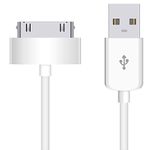 VIBE USB Sync and Charging Data Cable for iPhone 4/4s, iPhone 3G/3GS, iPad 1/2/3, iPod, 30-Pin Cables Charger Lead - 1M White