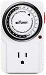 BN-LINK 24 Hour Plug-in Mechanical Timer Grounded for Aquarium, Grow Light, Hydroponics, Indoor Lighting, Home Appliances, ETL Listed 125VAC, 60 Hz, 1875W, 15A, 1/2HP (1 Pack)