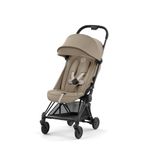 Cybex Coya Compact Stroller, Lightweight One-hand Fold, Travel-Friendly Pram for Newborns, Infants, and Toddlers, Age 0-4 years, Flat Recline Position, One Pull Harness, Hand Luggage Compatible, Stroller (Cozy Beige and Black Frame)