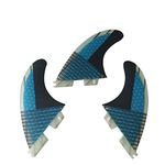 TOPWAYS Fiberglass+Honeycomb Surfboard Fin (3) Glass Flex Thruster Surf Fin Set (Double Tabs II Plug Style G5 Size) - Tri Fin Thruster Set Surfboard fins G5 M Size Surfing fins (Blue)