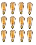 Desidiya Edison Tungsten Filament Antique Glass Light Bulbs Vintage Base E27 Bulb Yellow Light For Home Decoration Living Room/Hall/Balcony/Restaurant Bar Lighting Pack Of 12 Incandescent,60 Watts