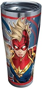Tervis 1327053 Captain Marvel Mohawk Stainless Steel Insulated Tumbler with Lid, 30oz, Silver
