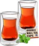 6 oz Turkish Tea Cups - Set of 2 - Double Walled Clear Glass Cup - Small Coffee Mug - Cafe Latte Espresso or Cappuccino Beverages Mugs by Eparé