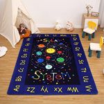 COZYLOOM Area Rug 5x7 Solar System Play Rug Baby Playroom Mat Soft Non Slip Nursery Play Mat Galaxy Outer Space Educational Rug for Kids Bedroom Nursery Playroom Classroom, 5' x 7'