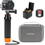 AKASO EK7000 4K30FPS 20MP WiFi Action Camera with EIS Ultra HD 131FT Waterproof Underwater Camera Remote Control 4X Zoom Support External Microphone Black with Floating Handle Grip