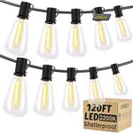 OHLUX String Lights for Outside,120FT Dimmable Outdoor String Lights with 62 Shatterproof ST38 LED Vintage Edison Bulbs,2200K Connectable Hanging Lights for Deck Porch Bistro Gazebos Balcony Garden