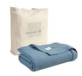 LANE LINEN Luxury Cotton Blankets for King Size Bed | All-Season Cozy 100% Cotton King Size Blanket | Herringbone Soft & Lightweight Fall Thermal Blanket fits California King Size Bed - Light Blue