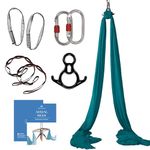 Aum Active Aerial Silks Equipment for Acrobatic Flying Dance, Aerial Yoga - Includes All Hardware, Fabric and Guide (Teal)