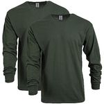 Gildan Adult Heavy Cotton Long Sleeve T-Shirt, Style G5400, 2-Pack, Forest Green, XX-Large