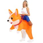 Inflatable Costume for Adult Dog Halloween Blow Up Ride on Corgi Costumes Animal Suit for Women Men Funny Cosplay Party