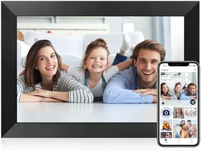 Anna Bella Digital Picture Frame 10.1 Inch IPS HD Touch Screen WiFi Smart Digital Photo Frame with 16GB Storage, Auto-Rotate, Easy Setup to Share Photos or Videos Remotely via AiMOR APP Black