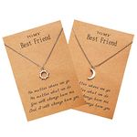 Best Friend Necklace for 2, Sun and Moon Matching Friendship Necklace Jewelry Gifts for BFF Sisters Girls