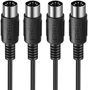 FORE Cavo MIDI da 1 m, 5 pin, DIN a 5 pin, DIN MIDI per tastiera MIDI, Sequencer/sintetizzatore, interfaccia audio/mixer, set da DJ/Electric Drum/Electric Piano nero, 1 m (2 pezzi)