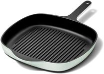 Caraway Enameled Cast Iron Grill Pan - 10.5” Grill Pan for Stovetop Cooking - 3 Layer Enamel Coating - No Seasoning Required - Compatible With All Stovetops - Free From Forever Chemicals - Light Mist