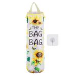 Sunflower Plastic Bag Holder for Kitchen, Plastic Bag Organizer and Dispenser Wall Mount Plastic Bags with Tassels Garbage Shopping Trash Bags Storage Sunflower Farmhouse Home Decor