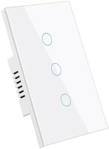 7Pandas Smart Light Switch, WiFi Wall Light Touchpad Switch, Tempered Glass Touch Panel Touch Wall Mount Switches, Compatible with Alexa, Google Assistant, Remote Control, Timer (3Gang-White)