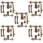 Urim Door Kit Aluminium Antique Brass Finish Standard Size Door Fitting Accessories/Door Accessories Kit/Front Aldrop/Back Latch/Two Handles/Door Stopper &Tower Bolt -