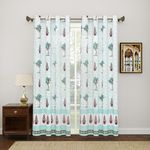 BLOCKS OF INDIA Hand Block Printed Cotton Daylight Curtains with Eyelets (Dark Green Tree, Door - 7 FEET)