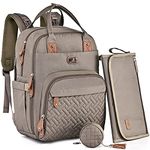 Diaper Bag Backpack with Portable Changing Pad, Pacifier Case and Stroller Straps, Dikaslon Large Unisex Baby Bags for Boys Girls, Multipurpose Travel Back Pack for Moms Dads,Khaki